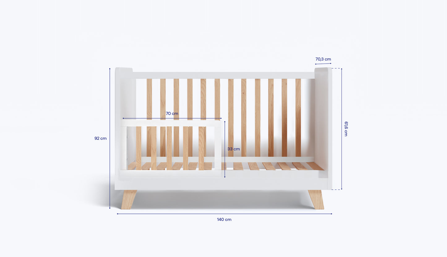 Sin cajón,Barrotes + barrera mini,70 x 140 (cm)
